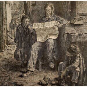 1870s Kept In Steel Engraving Victorian E. Nicol Poverty Family Life DWXX8